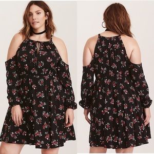Torrid Cold Shoulder Floral Print Challis Dress